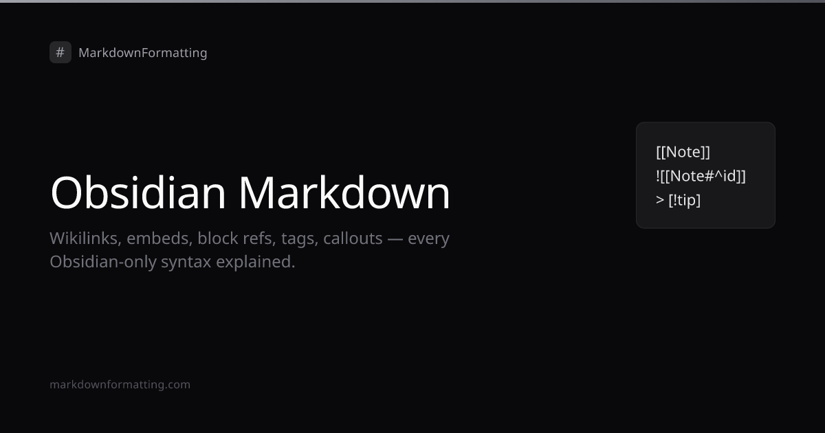 Obsidian Markdown Guide - Wikilinks, Embeds, Callouts & More