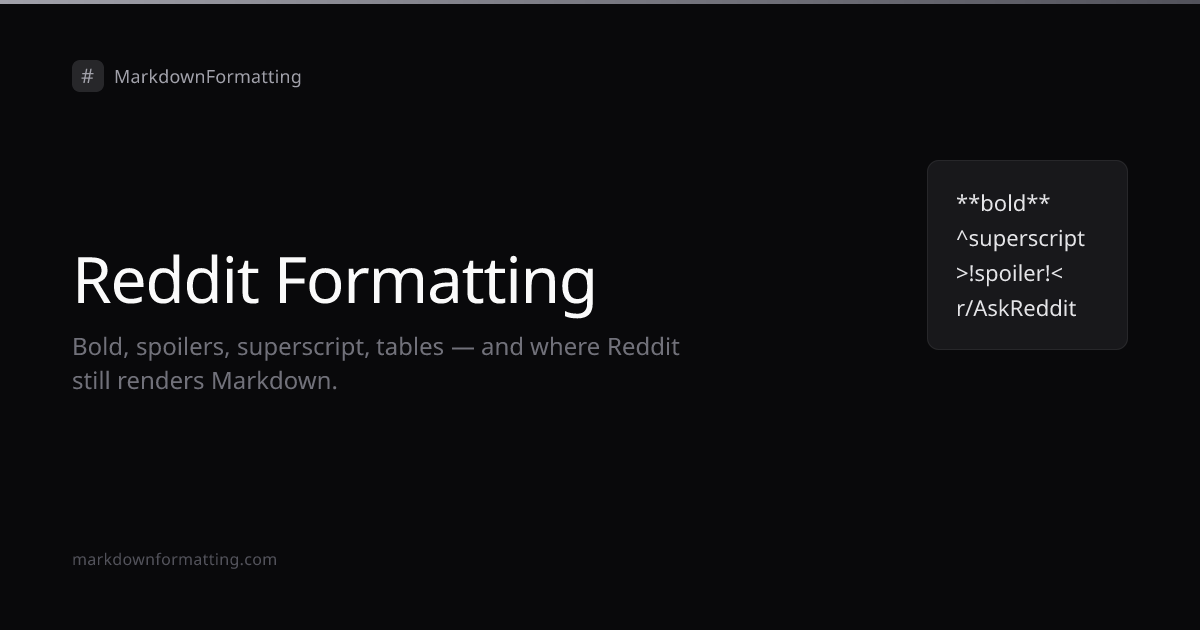 Reddit Markdown - Complete Formatting Guide with Examples